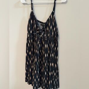Banana Republic Black and Cream Abstract Print Midi Dress
